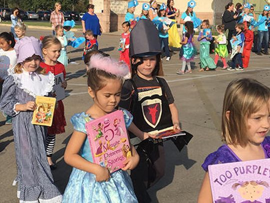 Characters on parade at Walnut Springs Elementary School