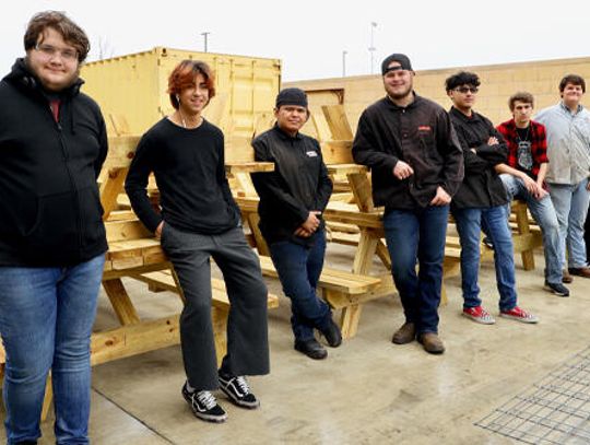 Hays CISD Ag Mechanics build 150 picnic tables for district