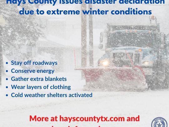 Hays County under local disaster declaration 