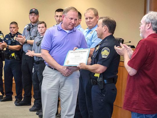 Right place, right time: Local man honored for saving life of Kyle resident