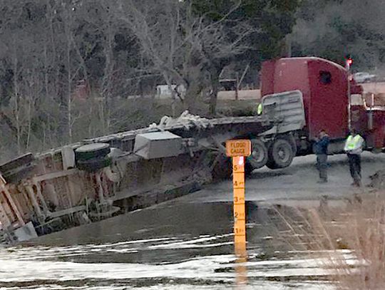 Truck turned over on Trautwein