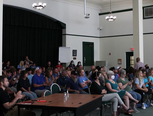 With shouts and murmurs, Hays parents argue over masks, events
