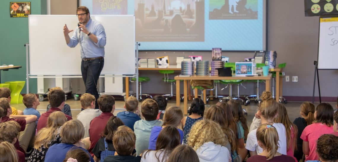 Author gives presentation about storytelling Author gives presentation about storytelling