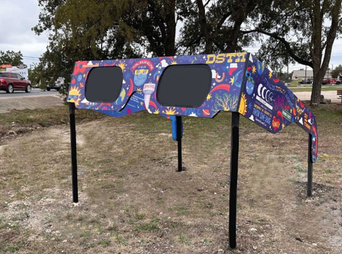 Dripping Springs installs eclipse glasses art display, photo spot Dripping Springs installs eclipse glasses art display, photo spot