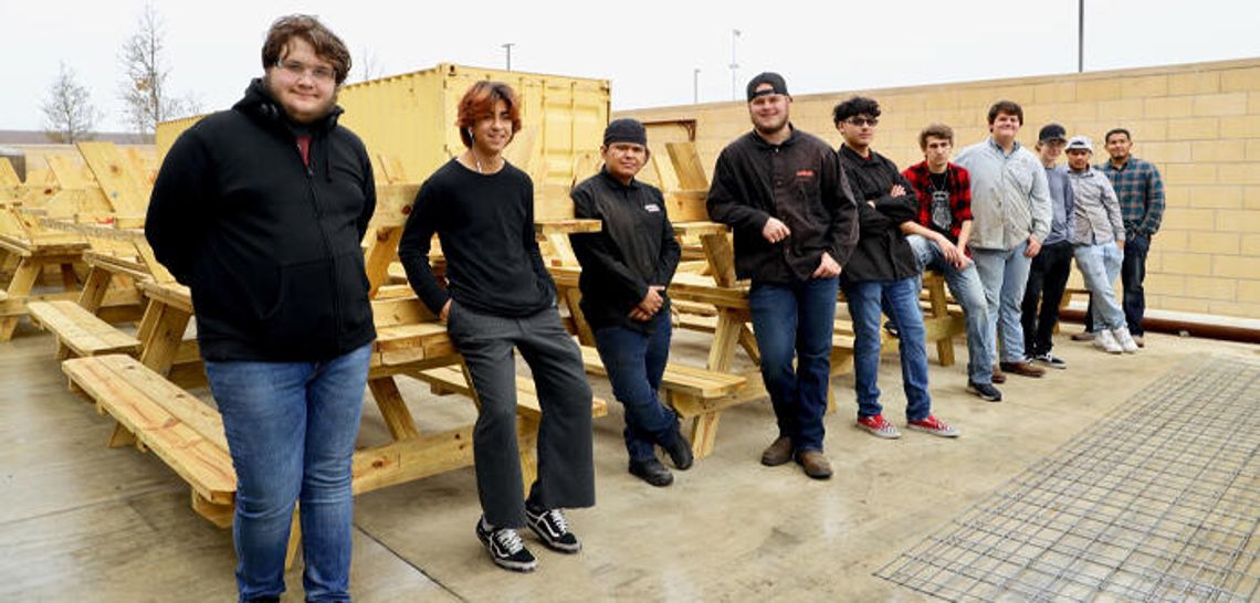 Hays CISD Ag Mechanics build 150 picnic tables for district
