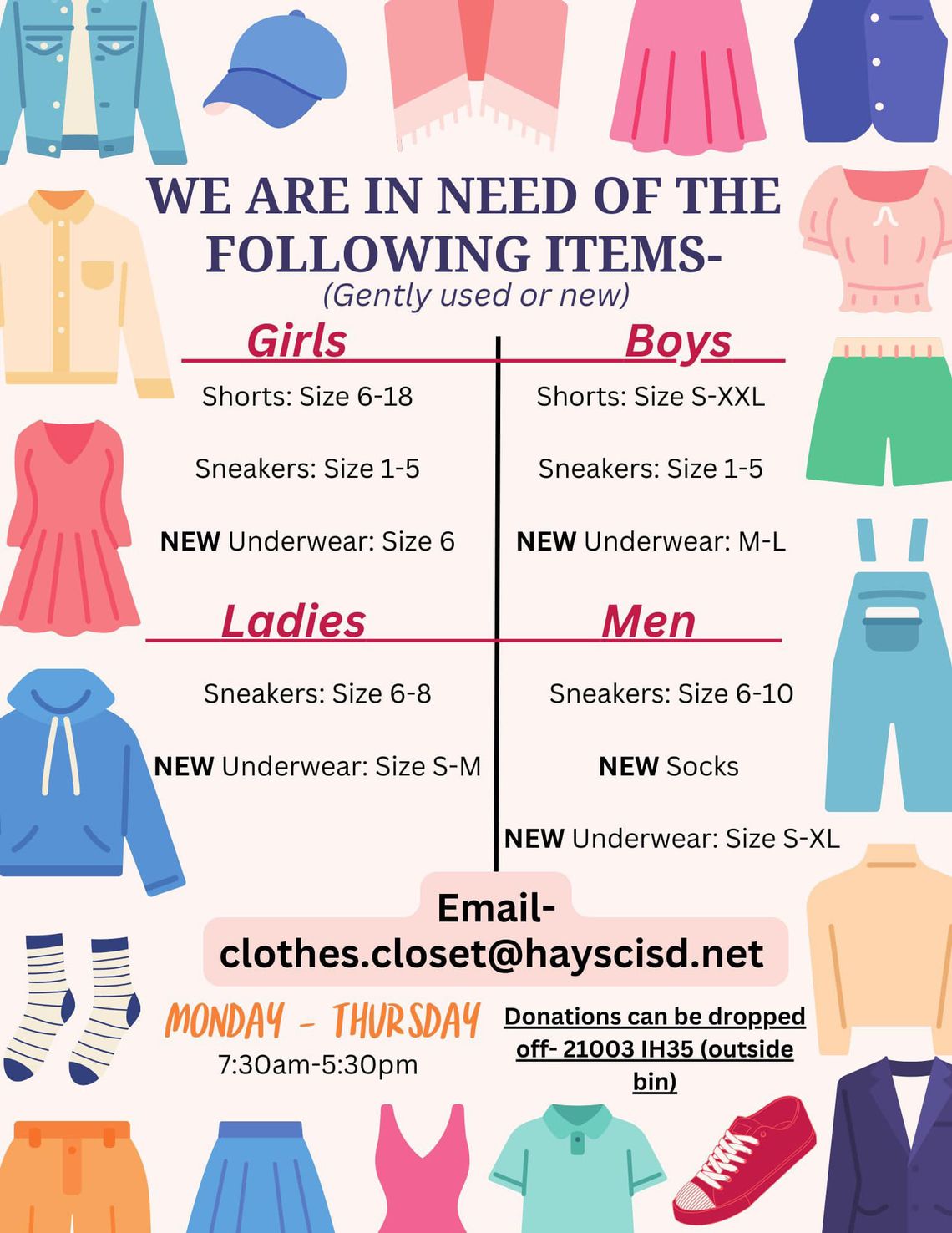 Hays CISD Clothes Closet seeks community donations