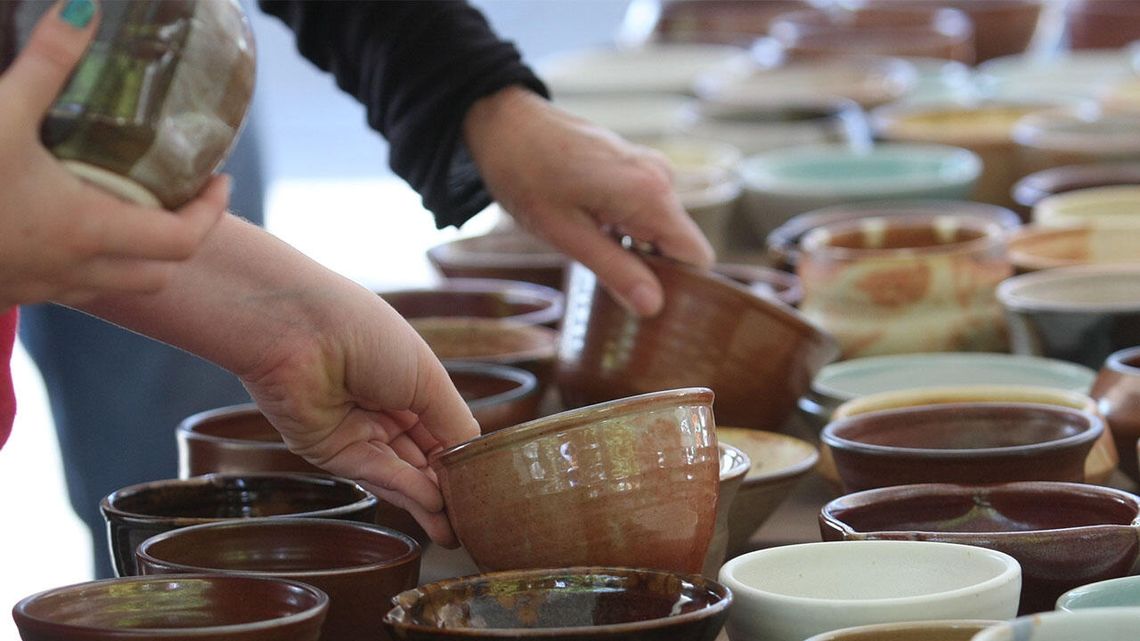Residents fill empty bowls for hunger relief