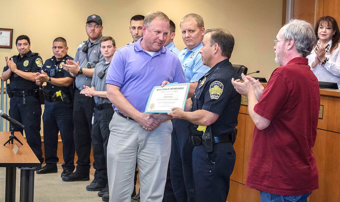 Right place, right time: Local man honored for saving life of Kyle resident